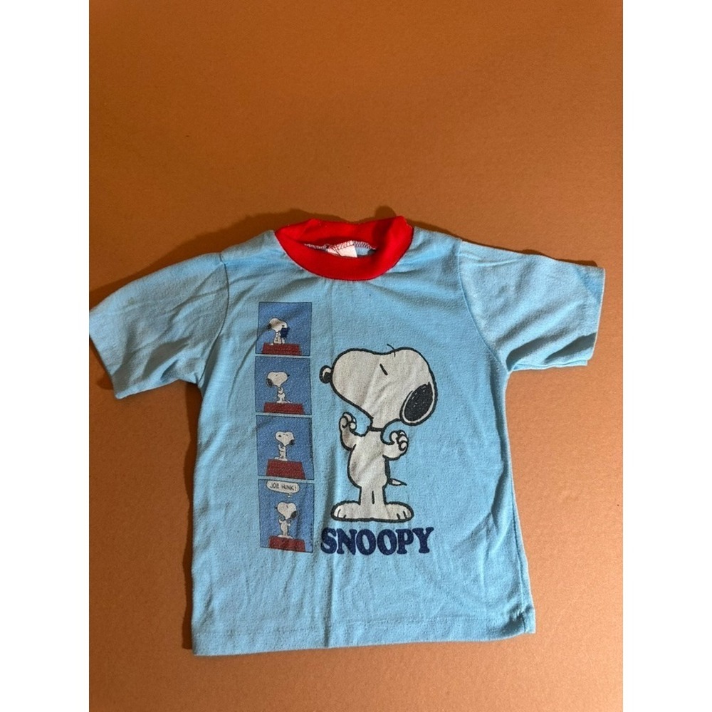 Vintage Sears Snoopy Print Ringer T Shirt Kids Peanuts 5T